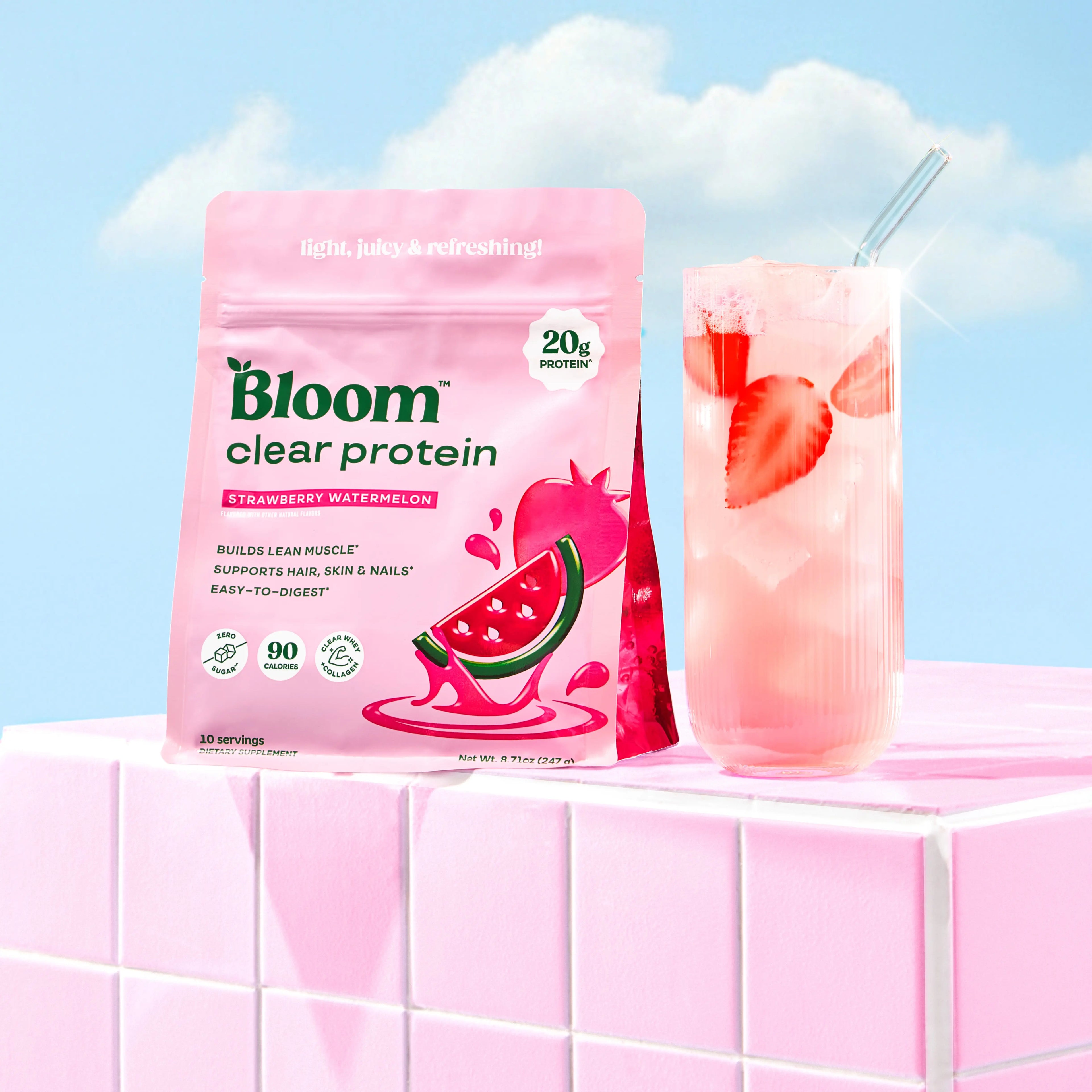 ✨ Bloom Nutrition Clear Protein – Whey + Colágeno, 20g Proteína, 0g Azúcar, Bebida Ligera y Refrescante ✨