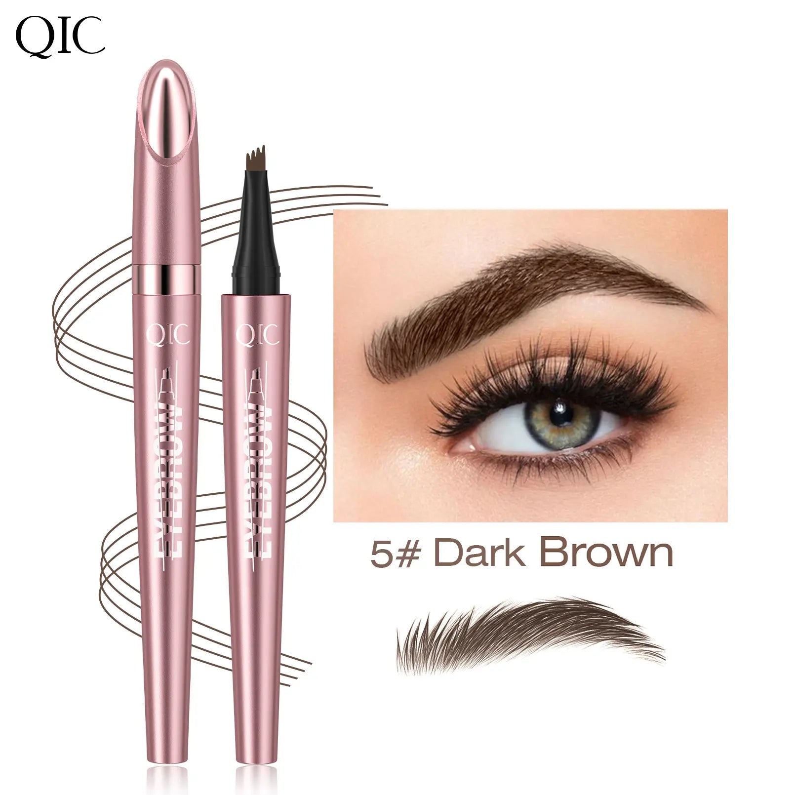 Waterproof Micro-Fork Eyebrow Pencil, Long-Lasting Brow Pen for Natural Hair-Like Strokes, Smudge-Proof Makeup Tool for Daily Use & Soft Glam