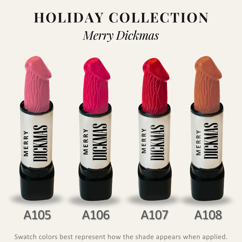 Funny Lipstick Holiday Collection | Flirty, Long-Lasting, Hydrating Lipstick | Bold Color, Festive Finish & Perfect Holiday Gift for Women | Stocking Stuffer & White Elephant Idea | Paraben-Free