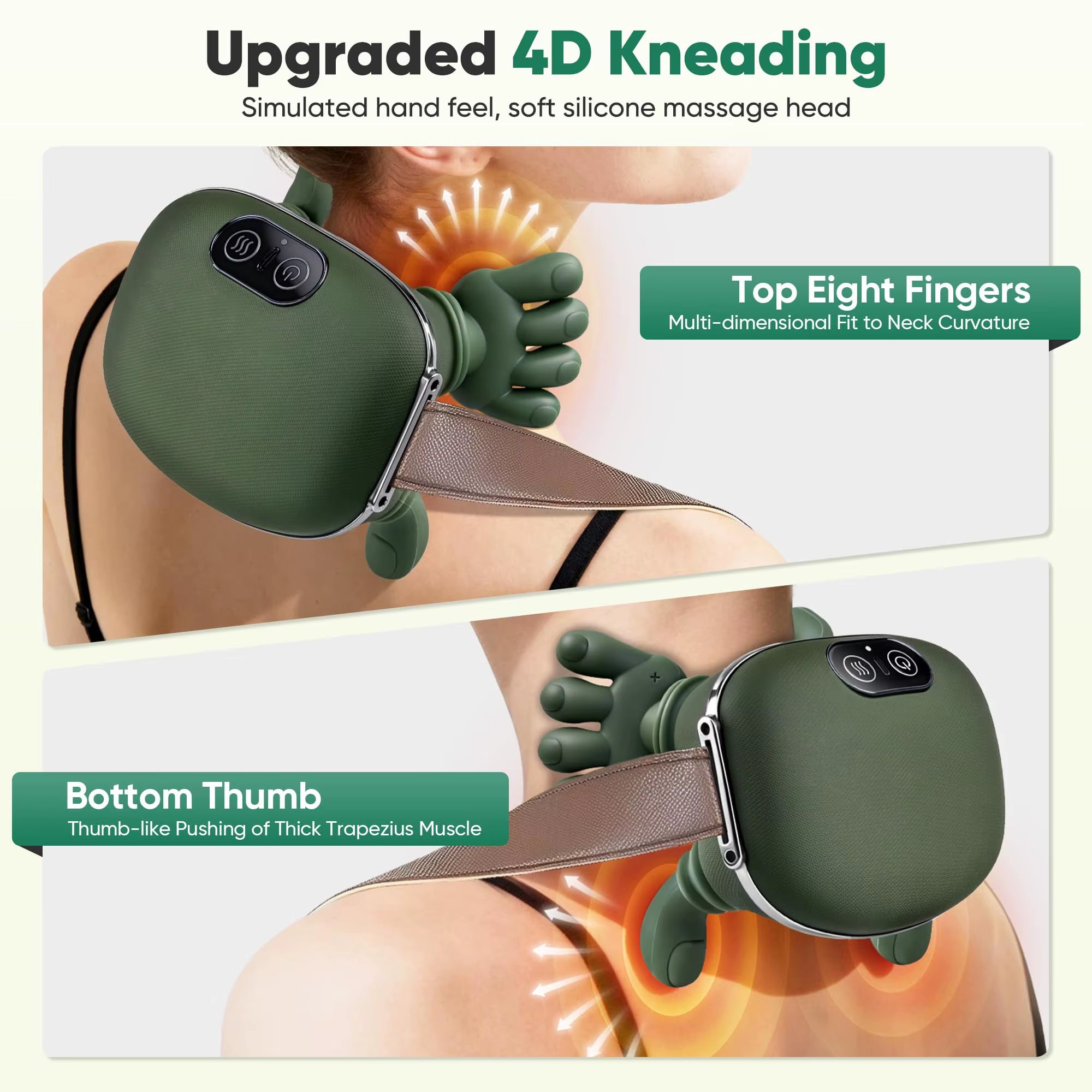 Wireless Bionic Finger Neck Shoulder Massager Kneading Shawl Brushless Motor Rechargeable Deep Massage for Home Office Travel Us