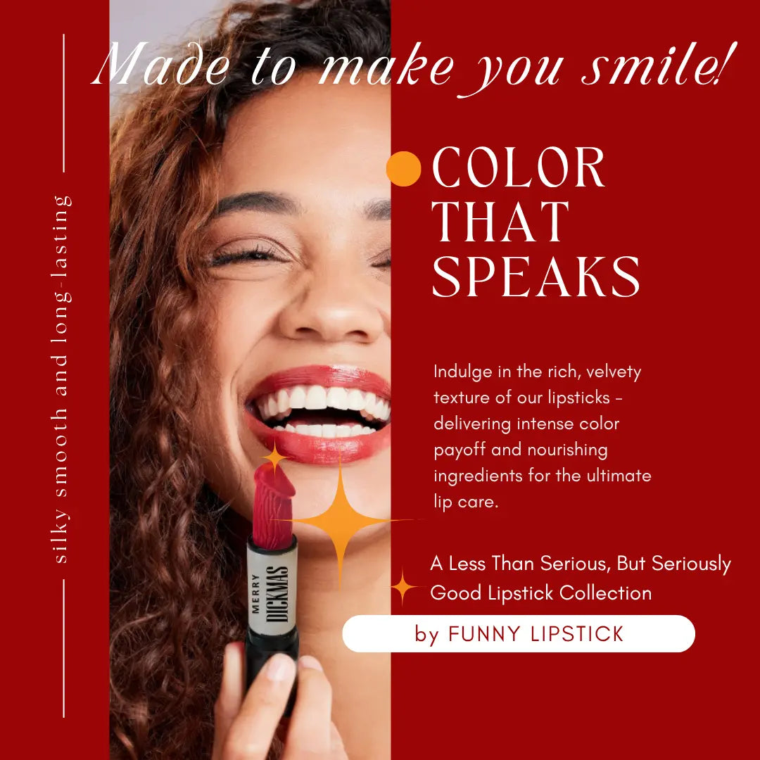 Funny Lipstick Holiday Collection | Flirty, Long-Lasting, Hydrating Lipstick | Bold Color, Festive Finish & Perfect Holiday Gift for Women | Stocking Stuffer & White Elephant Idea | Paraben-Free
