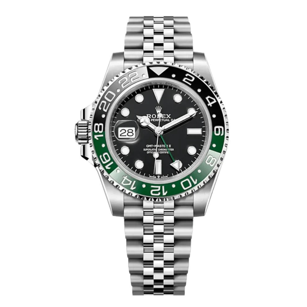 GMT-Master II "Sprite" Oystersteel - Black Dial Black & Green Bezel Jubilee