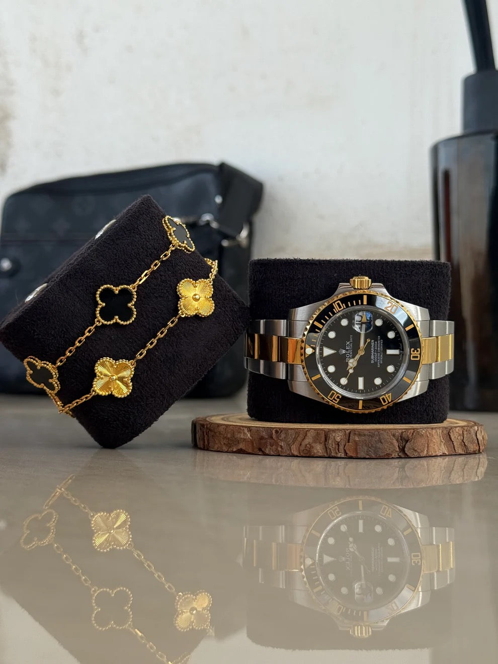 Two Slot Watch Roll - Black