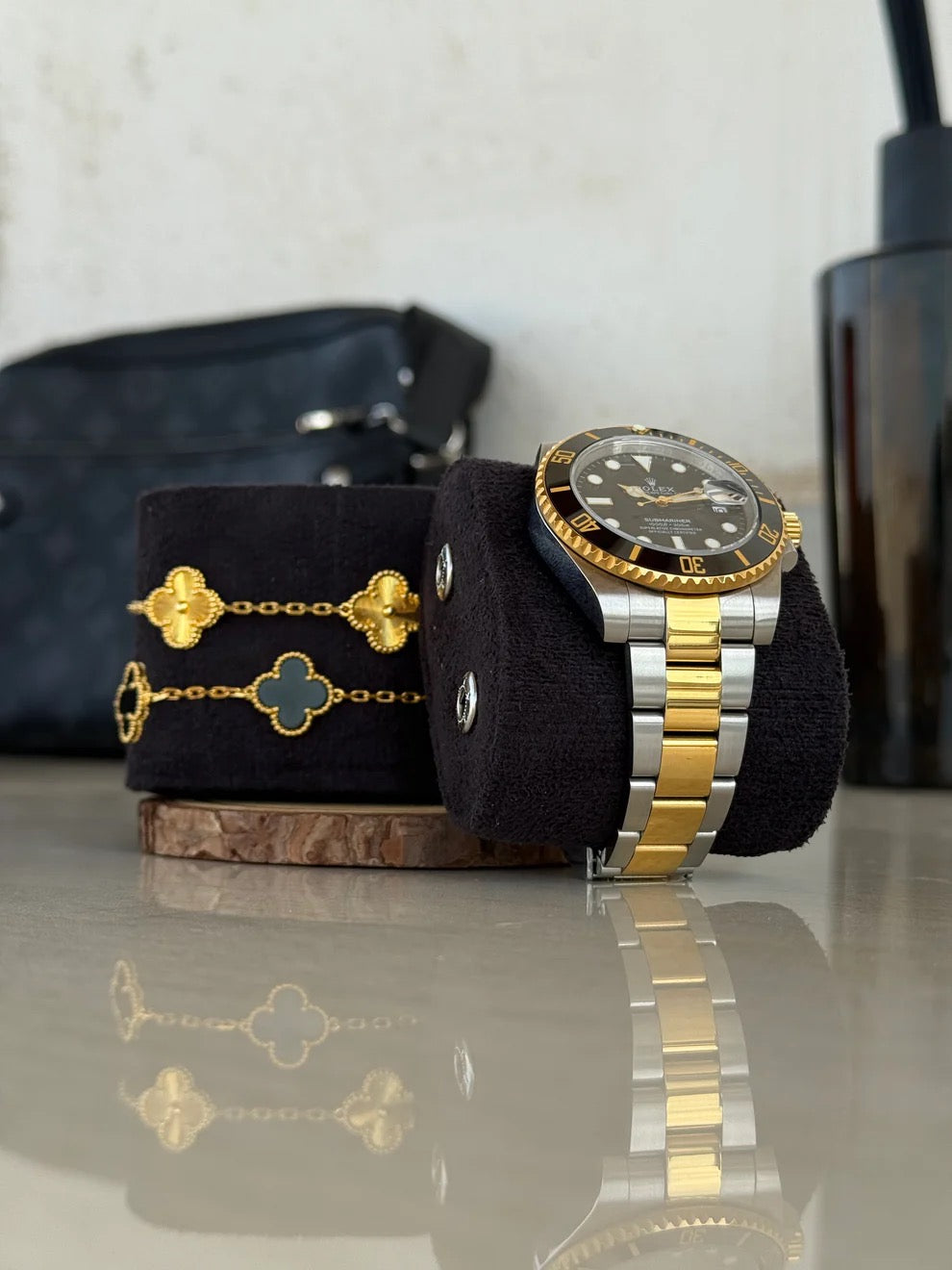 Two Slot Watch Roll - Black