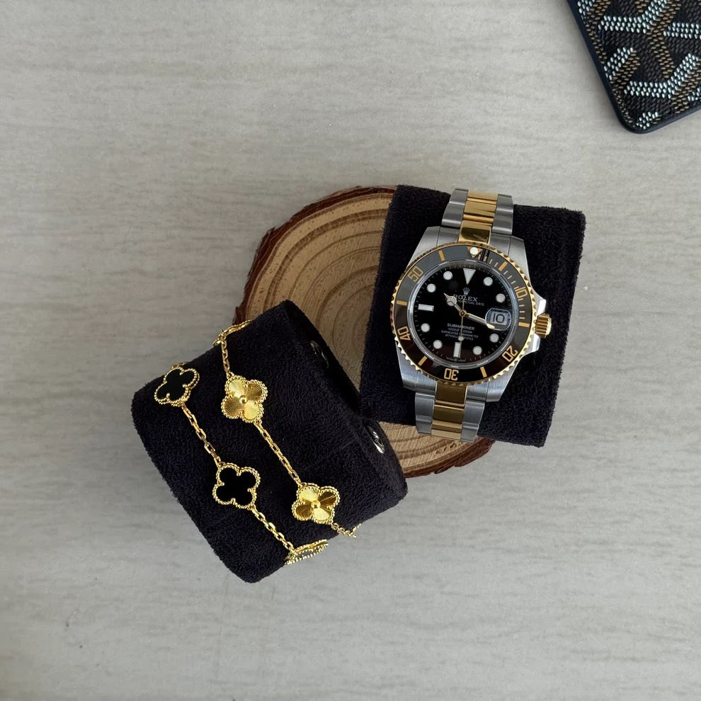 Two Slot Watch Roll - Black