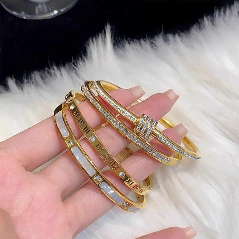 GlamAura 8-Piece Rhinestone Bracelet Set