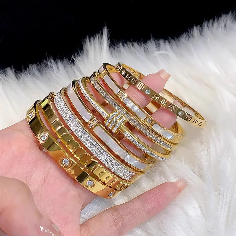 GlamAura 8-Piece Rhinestone Bracelet Set