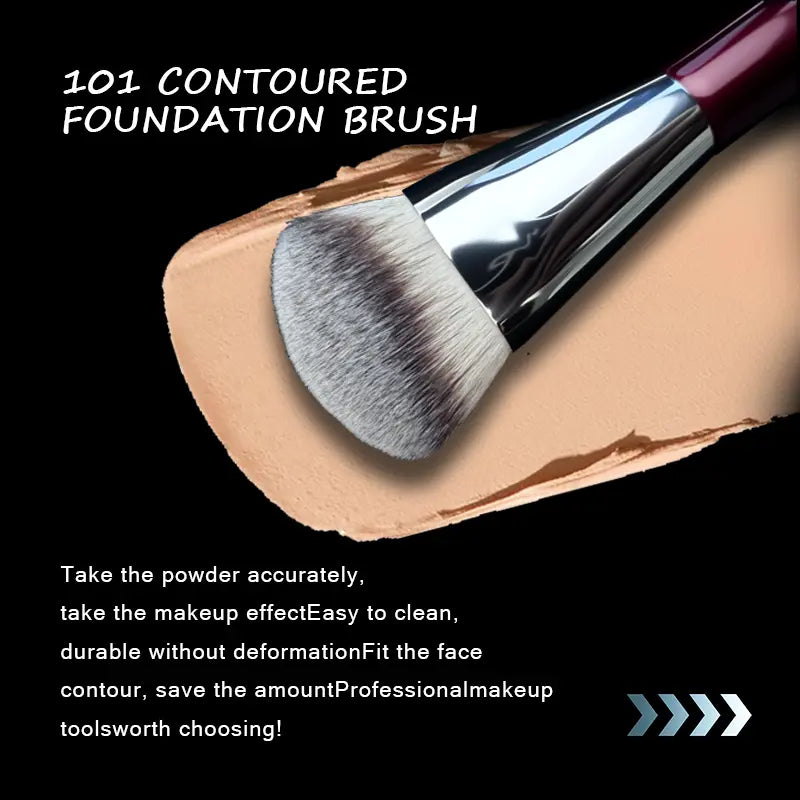 【Birthday Gift】Bk Deluxe Set Contoured Foundation Brush 4 Counts Oval Brush for Powder Liquid or Cream Soft Fiber Wool Makeup Tools for All Skin Types