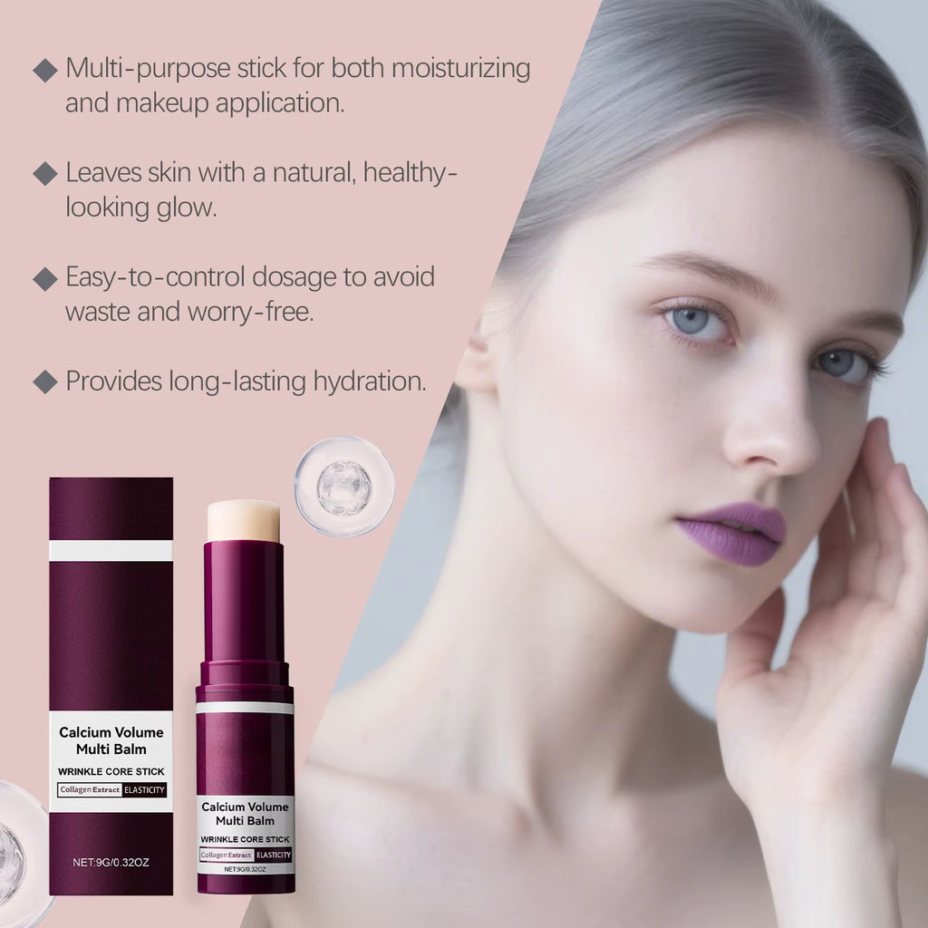 Calcium Volume Multi Balm Deep Hydration Face Skin Elasticity Enhanced Puffy Eyes Treatments anti Wrinkle Collagen Balm Stick 9G