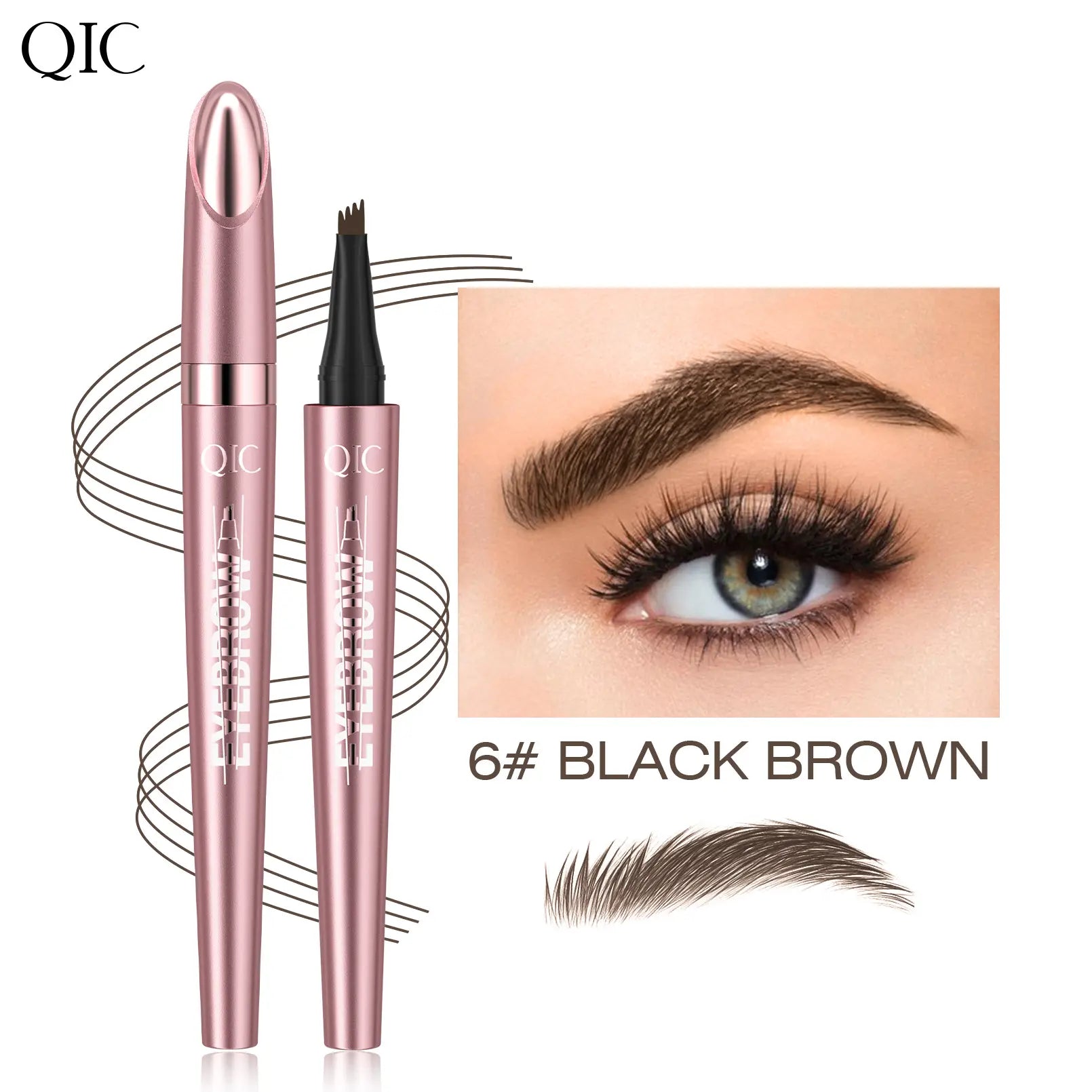 Waterproof Micro-Fork Eyebrow Pencil, Long-Lasting Brow Pen for Natural Hair-Like Strokes, Smudge-Proof Makeup Tool for Daily Use & Soft Glam